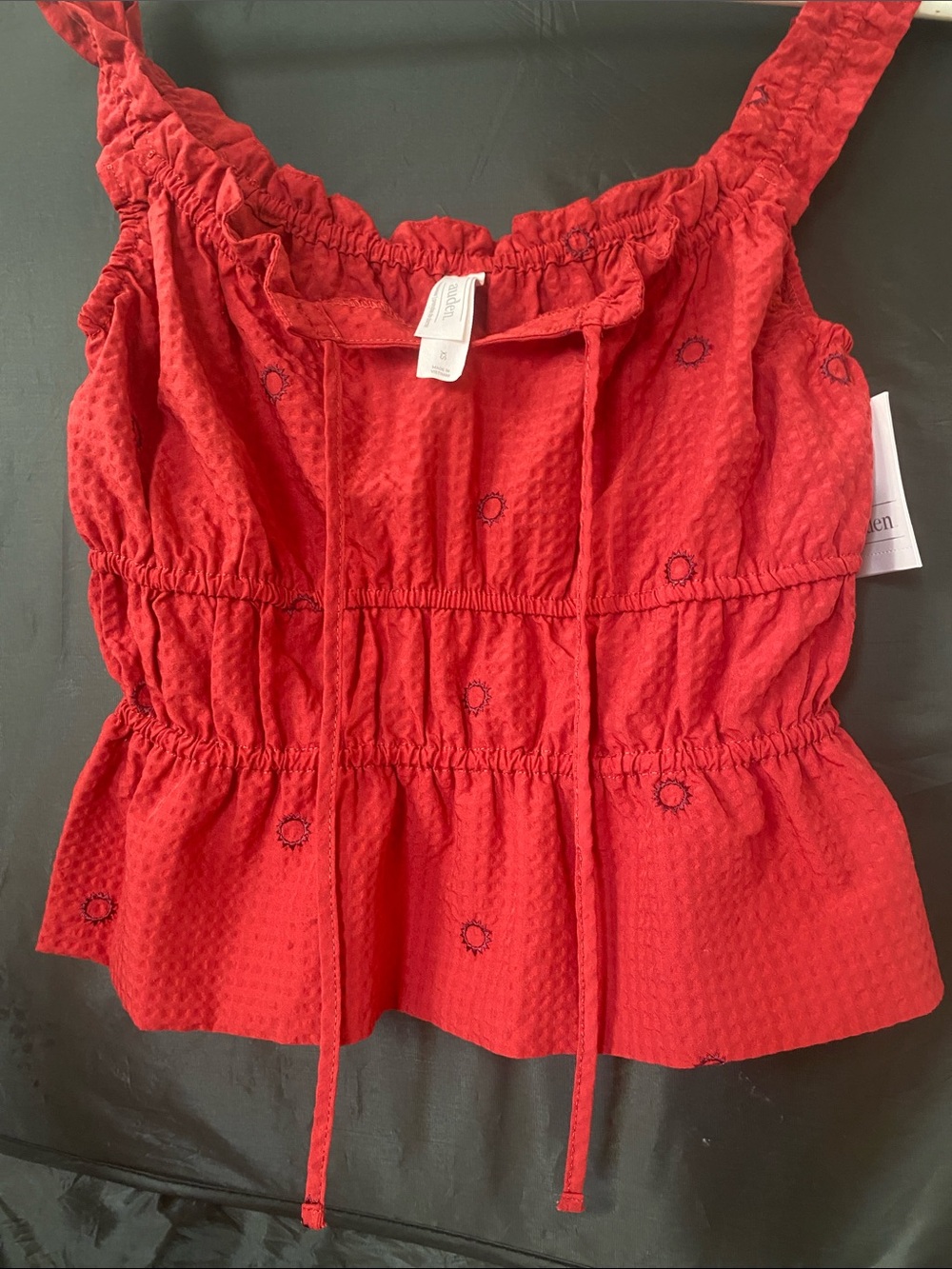 Ardene Red Wide-Leg two pieces sleepwear Set with Smocked Top - Picture 3 of 3